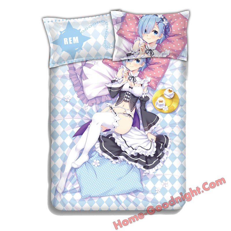 Rem - Re Zer Japanese Anime Bed Sheet Duvet Cover with Pillow Covers
